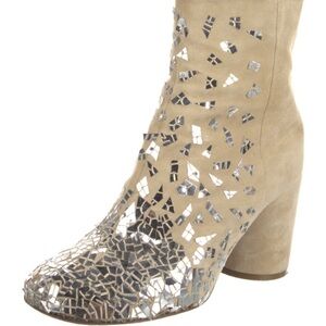 MM6 Maison Martin Margiela Tan and Silver Mosaic Heeled Boots